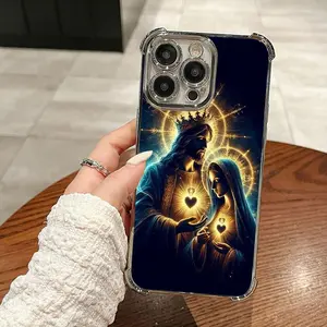 Jesus & Virgin Mary Pattern Four Comers Air Cushion Anti-drop phone case Suitable for iPhone 17 Pro Max Plus Air16 15 14 13 12 11 Pro Max Plus electroplated anti drop case Screen Protector Protection Protective Cover Smartphone Casing Cellphone Shockproof
