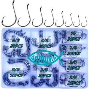 Circle Hooks Fishing Hooks 2X Strong 170PCS/Box | 220PCS/Box Octopus Catfish Fish Bulk Fishing Hooks Set Saltwater Freshwater Gear Equipment # 1 1/0 2/0 3/0 4/0 5/0 6/0 8/0 10/0