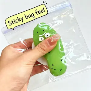Rick and Morty Pickle Cucumber Squishy Keychain, Slow Rising Stress Relief Toy, Funny Tricky Gag Gift, Creative Bag Charm Pendant