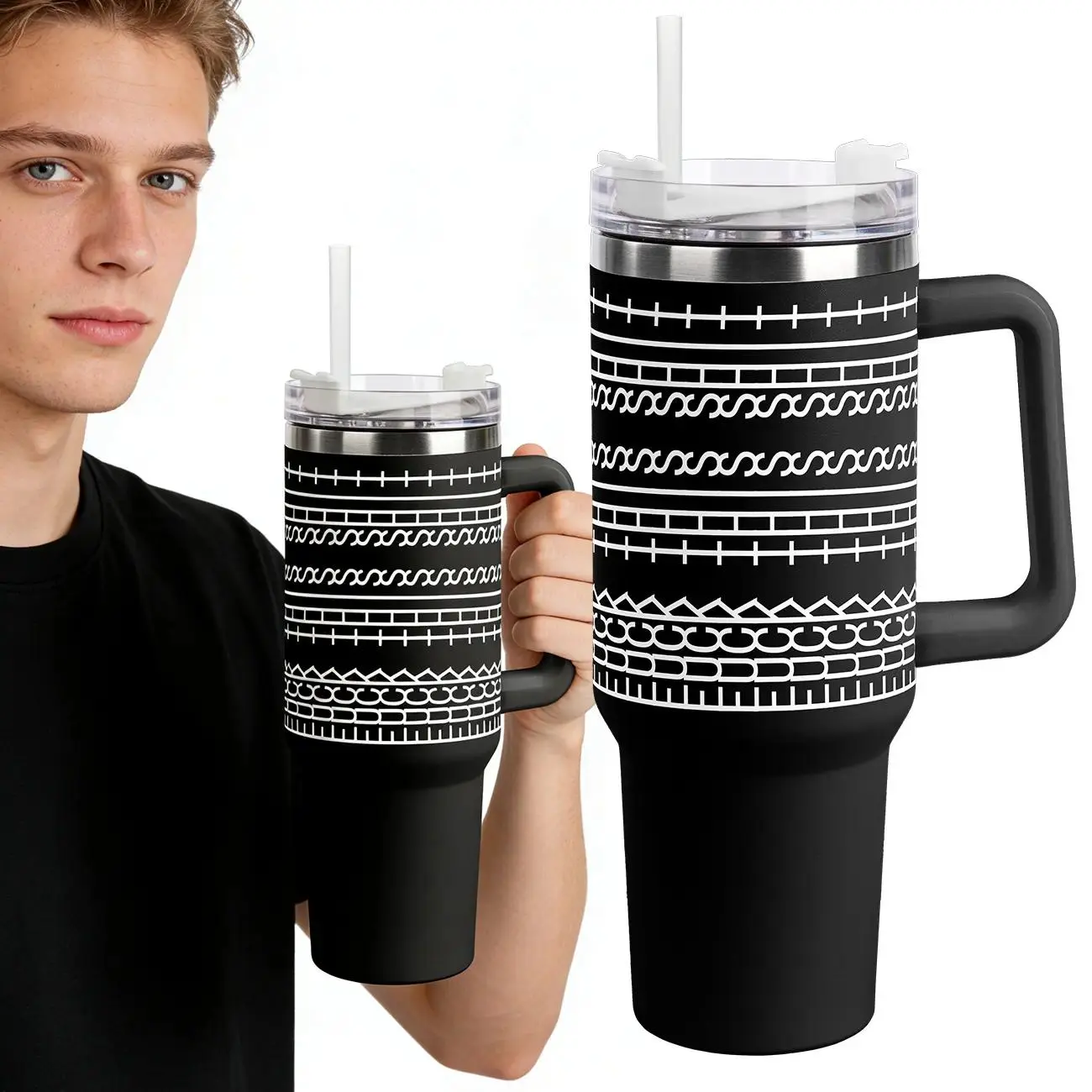 40 Oz Stainless Steel Hidden Message Funny Tumbler Cup with Handle and Straw Birthday Gifts for Women Men, Keep Cold, Hot & Ice, Flasks funny Tumbler Drinkware Tea Iced  , Sarcastic Design Coffee Cug for Coworkers & Work