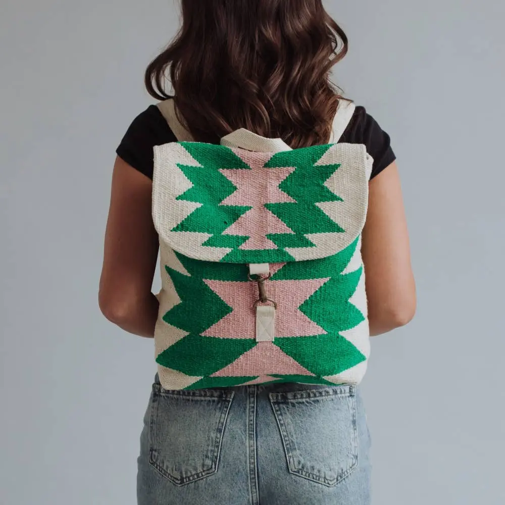Green & Pink Aztec Backpack