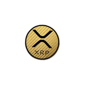 Gold Carbon Fiber Xrp Laser Engraved Hat Patch - 2.5 Inch Leatherette Accessory with Hydbond Backing, Unisex Design, Durable and Stylish