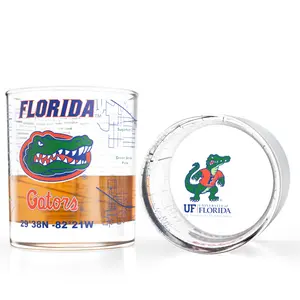 University of Florida Gators College Whiskey Glasses Set of 2 10 oz Full Color Logo Campus Map Drinkware Dishwasher Safe 100% Lead Free
