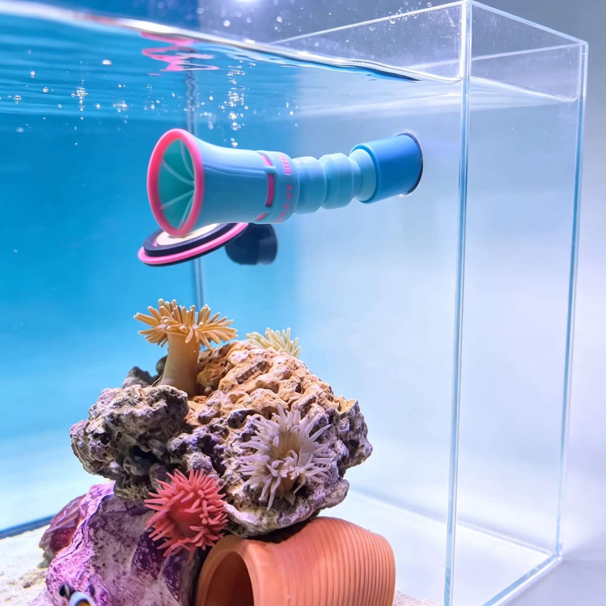 Aquarium Wave Maker for Fish Tank - Natural Flow Simulation, Oxygen Boost, Saltwater & Freshwater Use, Includes Live Marimo Pet & Decorative Stone, Aquatic Water Circulation Supply