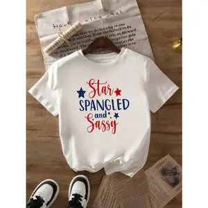 Blue And Red Star & The Star-Spangled Banner Graphic T-Shirt For Boys And Girls, Star Spangled And Sassy, Size 3Y-13Y, E642902 Gift For Kids