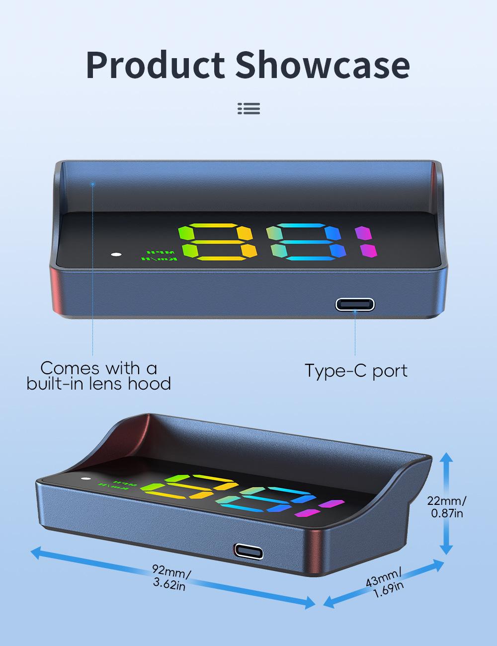 2026 New HUD Head Up Display GPS Speedometer Car Digital MPH Speed Monitor