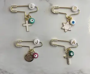 14 K gold plated brooch for evil eye protection