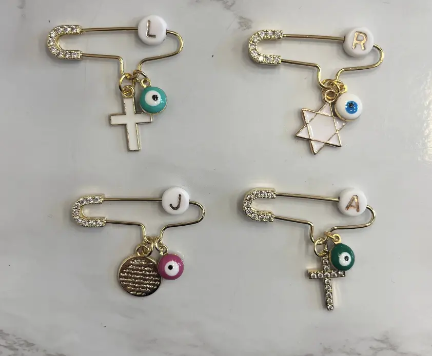 14 K gold plated brooch for evil eye protection