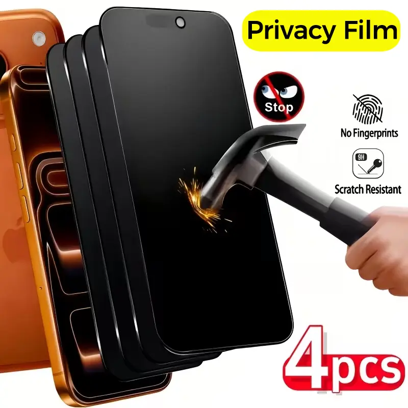 4-Pack Privacy Film,Suitable for iPhone 17 Pro Max/17Air/16E/16Pro Max/15/14Plus/13/12/11Pro Max/XR/XsMax Full Series, Anti-Fingerprint, Anti-Scratch, Anti-Peep, Easy to Apply, Mobile Phone Privacy Film
