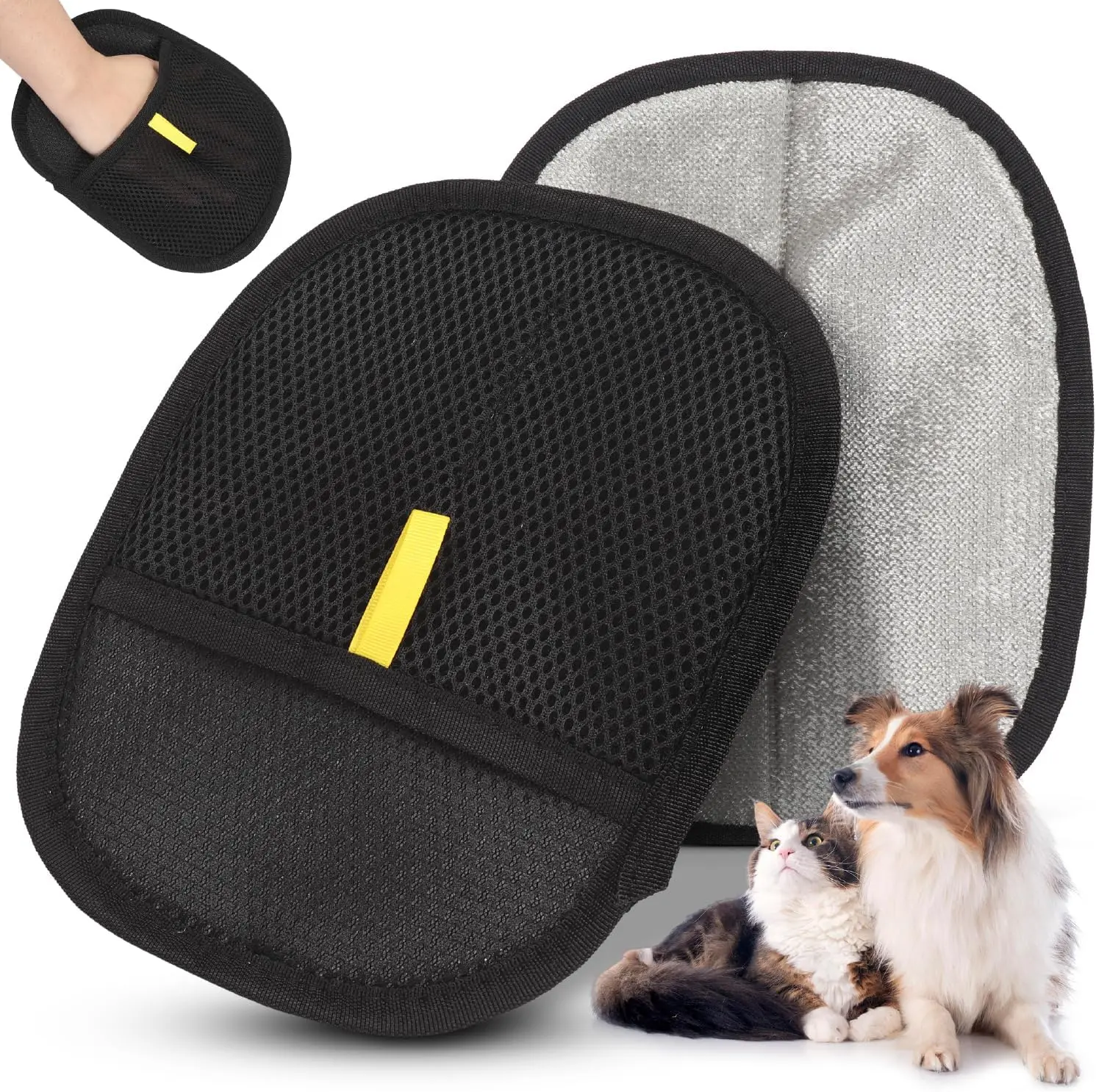 Edoven 2-Pack Universal Reusable Pet Hair Removal Glove - Ergonomic Electrostatic Deshedding Fur Remover Tool for Cats - 4.72×9.45in, Suitable for Furniture, Carpet Use, Deshedding Tool