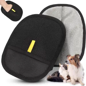 2 Packs Pet Hair Removal Glove – Electrostatic Pet Hair Remover Glove, Reusable Magic Brush Pet Hair Grooming Tool for Cats & Dogs, Furniture, Carpet, Clothing & Car Seat – Black