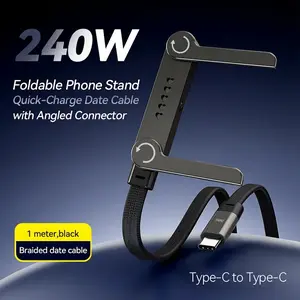 240W Foldable Phone Stand & Bendable Fast Charging Cable Compatible with iPhone 15-17 iPad Samsung Durable Aluminum Connector Universal Fit 1.5M & 2M Length for Hands-Free Charging