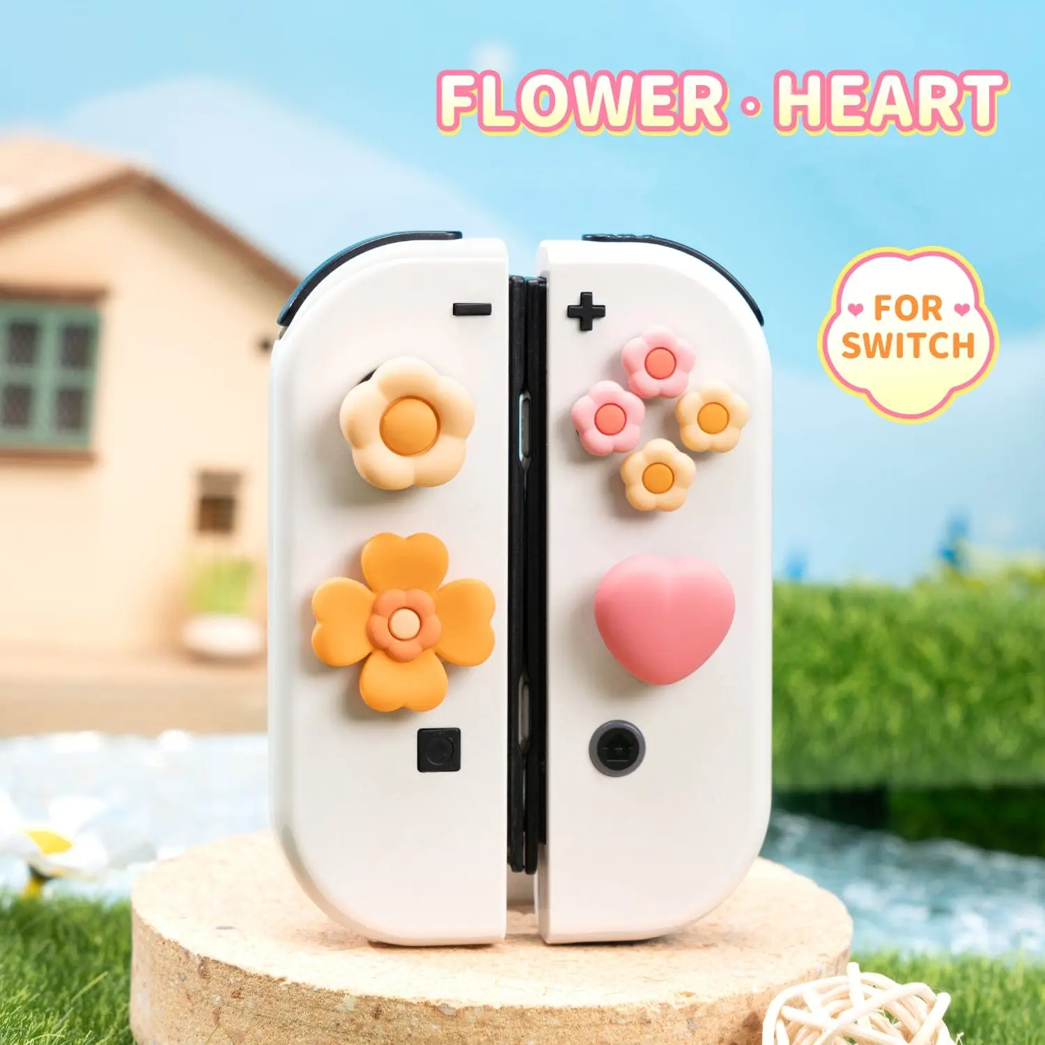 GeekShare Flower-Heart Button Caps with Vivid and Colored Designs Accessories Console