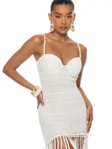 Living Life Fringe Crochet Maxi Dress - Cream