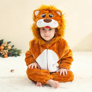 Toddler Halloween Christmas Party Cosplay Costume Outfits | Kids Baby Soft Animal Onesie Flannel Pajamas Romper | Children's Fall Winter Casual Clothes Infant Zip Up Warm Fleece Hooded Jumpsuit for Boys and Girls 0-4T