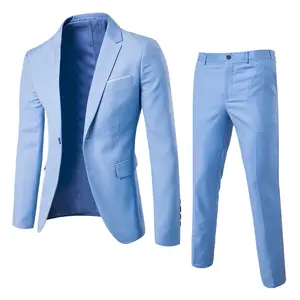 Mens British Style 2 Piece   Elegant  Tuxedo for  Party Business Meeting Graduation Ceremony Formal Dinner Date Night 2025​ baby  blue     suit wedding groom
