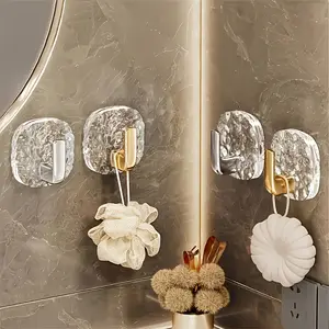 4-Pack Heavy Duty Bathroom Kitchen Hooks - Non-Slip Wall-Mounted Storage Rack, Space-Saving Towel and Utensil Organizer, Easy Installation (4 Hooks), Stylish Metal, Modern Design, Durable Plastic Home Organization