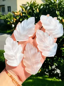 Natural Selenite Crystal Tree Leaf / Maple Leaf, Transparent Selenite Ornaments, DIY Geometric Pattern, Home Decor Gift, Meditation & Cleansing Tool, suitable for crystal enthusiasts and collectors, and witches.