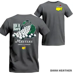 Masters Golf Shirt 2026 Hit It Hard Graphic Tee, Amen Corner Augusta Style Funny Golfer T-Shirt, Golf Lover Gift for Men Women, Unisex Casual Graphic Tee, Vintage Golf Outfit