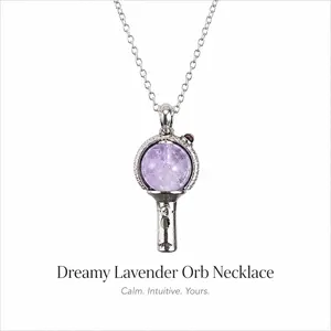 Stylish Versatile Silver Tone K-pop Trend Dreamy Lavender Orb Pendant Necklace Daily Casual Jewelry