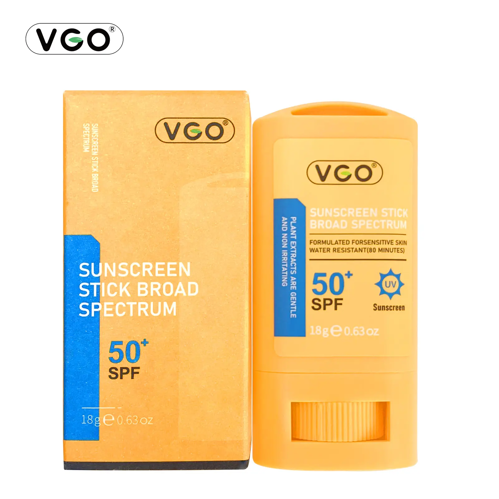 VGO Clear Sunscreen Stick Spf 50+ Provides Broad Spectrum UVA/UVB Protection with a Lightweight Formula - Ideal for Both Face & Body, Equipped with Hands-Free Application Convenience.