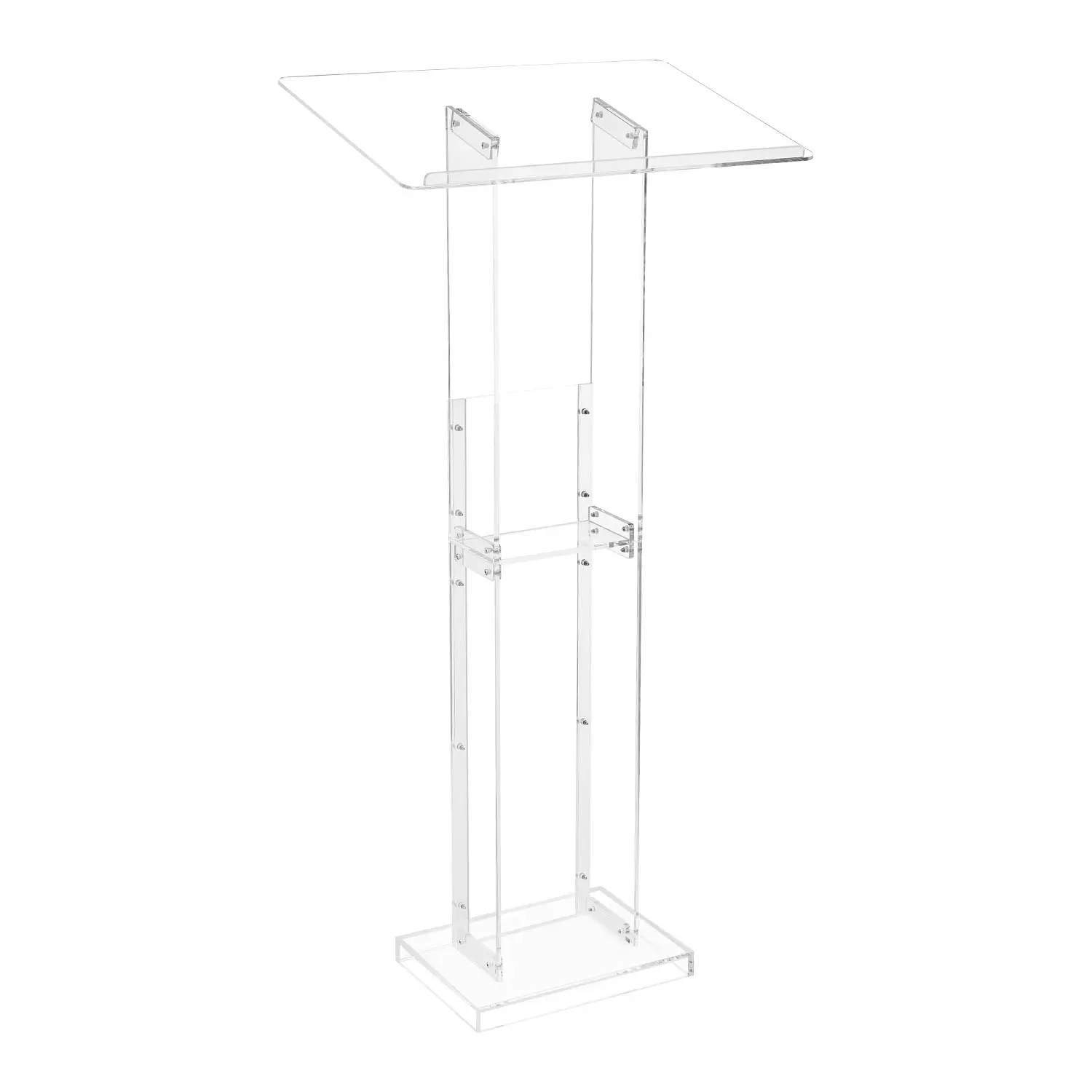 【SummerFinds】VEVOR Podium Stand,  50-Inch Acrylic Lectern, Portable Laptop Desk with Wide Reading Surface and Storage Shelf, Book Stopper, Floor-Standing, for Classroom, Wedding, Conference, Lecture and Concert
