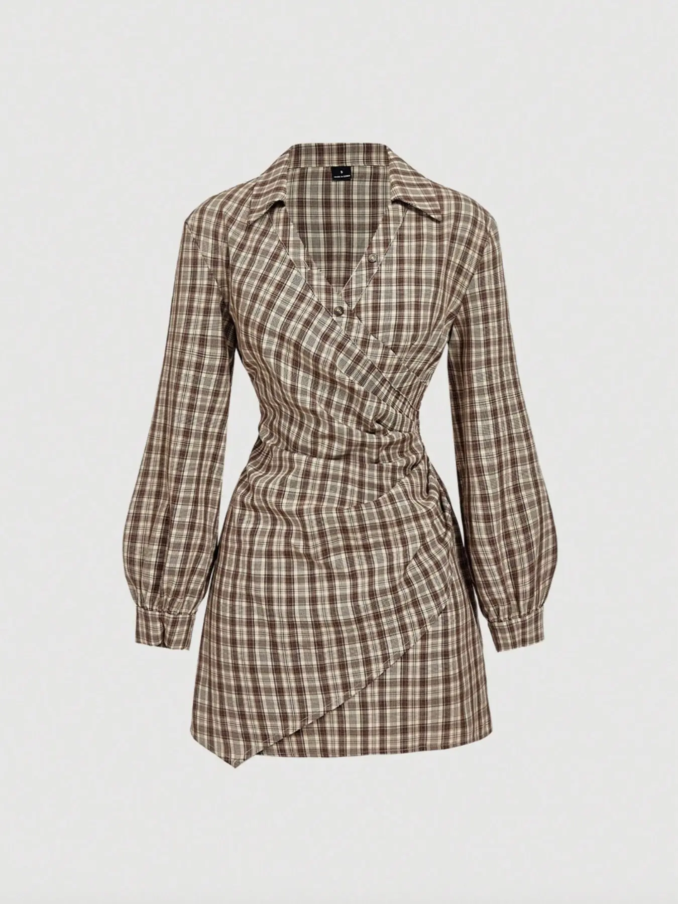 Women's Plaid Print Striped V-Neck Lantern Sleeve Ruched Fitted Mini Dress, Suitable for Work and School, Formal, Casual Long Sleeves Fitted Waist Stripe Print Shirt Dress - TikTok Shop Women's Plaid Print Striped V-Neck Lantern Sleeve Ruched Fitted Mini Dress, Suitable for Work and School, Formal, Casual Long Sleeves Fitted Waist Stripe Print Shirt Dress - TikTok Shop