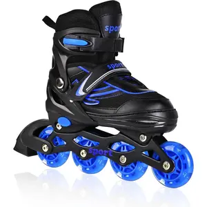 Kids Adjustable Inline Quad Roller Skates for Girls Boys Youth Men Women Outdoor with Full Illuminating Wheels