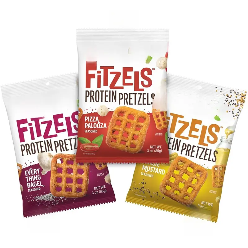 Lenny & Larry's FITZELS Variety Pack, 3 Flavors, 12 Count- Savory Pretzel Snacks Incredibly Tasty, High Protein Salty, Vegan, 20 g's of Plant Based Protein, 3 oz Each