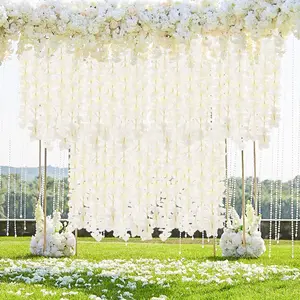 10/20 Pcs Artificial Wisteria Hanging Flowers, 3.3Ft Artificial Wisteria Garland, White Hanging Wisteria Flower Vines Rattan, Reusable Silk Flowers String for Wedding Arch Party Garden Home Decor