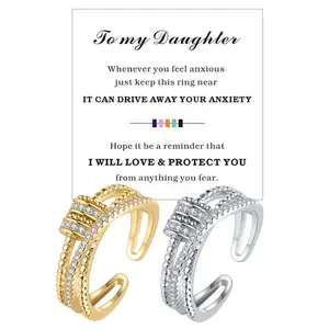 To My Daughter Fidget Ring Anti Anxiety Ring with Beads Spinner for Girls Gift