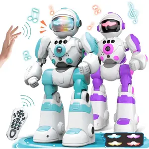 Robot Toys for Kids, 2PCS te Control Robot with Record Voice & Gesture Sensing Control, Rechargeable Programmable Music Dancing Functions for Toddler Boys Age 3 4 5 6 7 8 Years Old