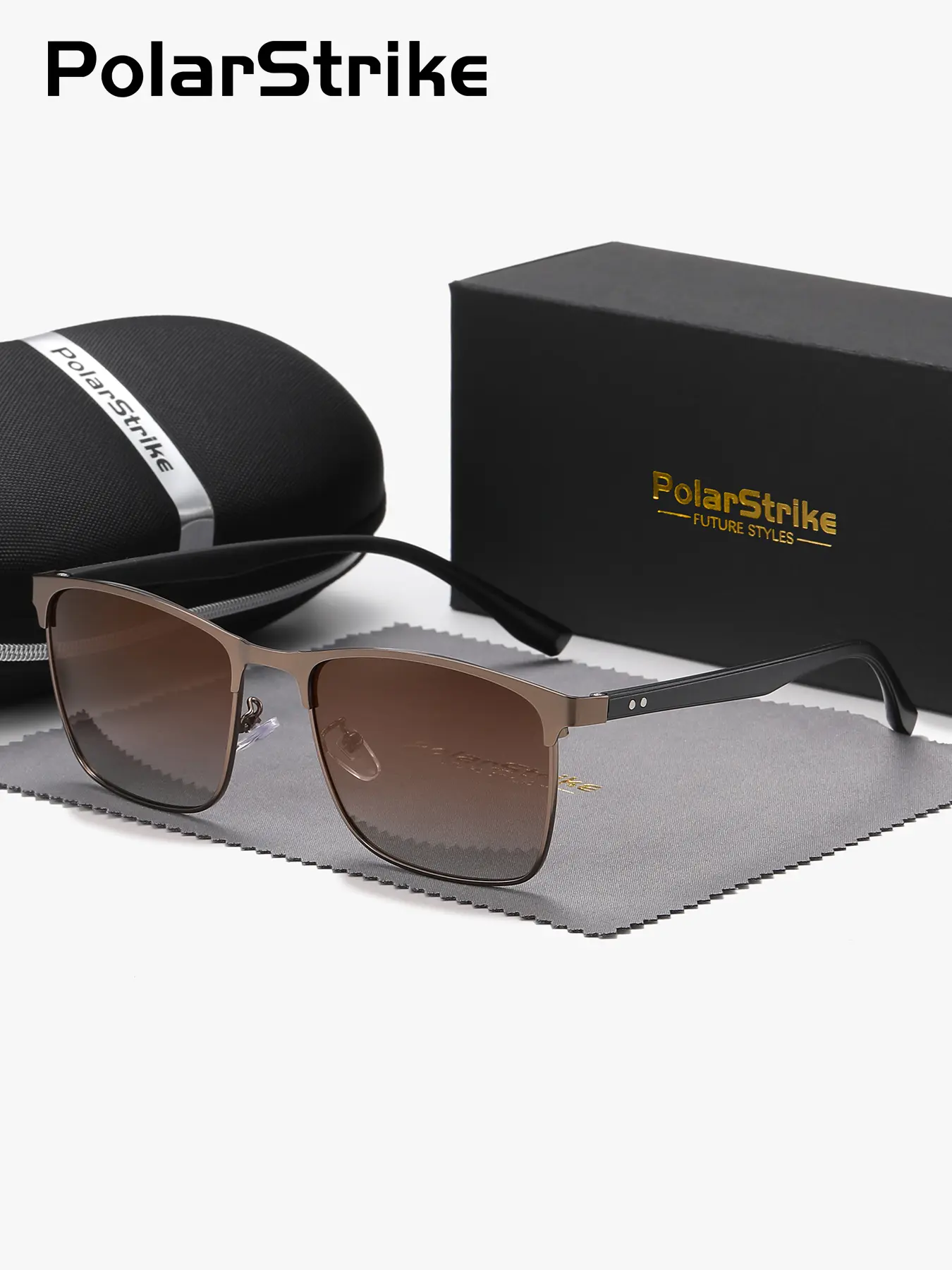 1 Pair PolarStrike Unisex Full Frame Square Frame Vintage Polarized UV Blocking Sunglasses Uv Blocking Shades Dark hues Showcasing Personality UV400