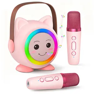 Player Early Education Ear Grinding Puzzle Enlightenment Baby Listening Music SY10 Cartoon Cat Head Bluetooth Speaker 360 ° Surround Sound RGB Colorful Light Portable Audio