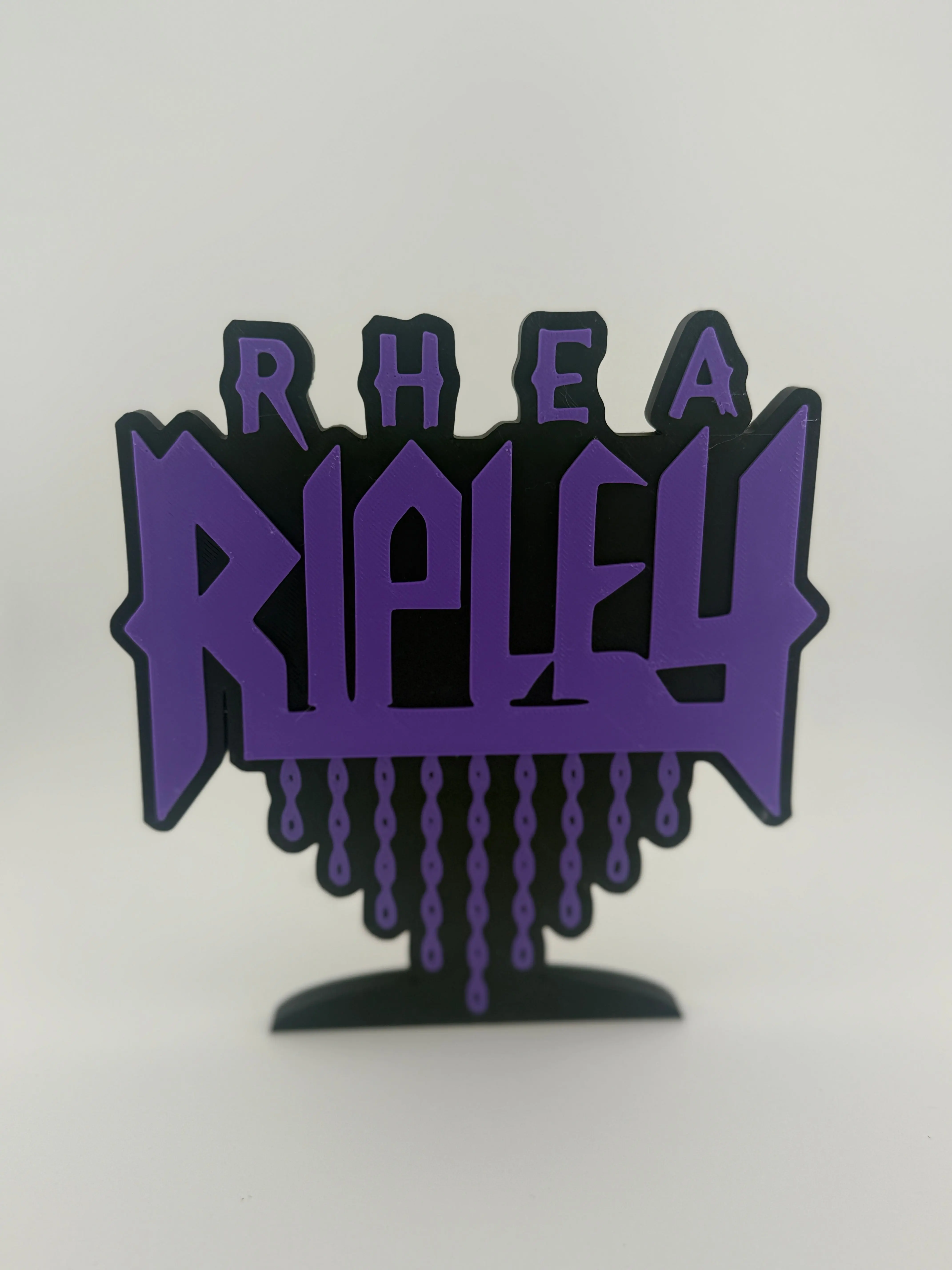 Rhea Ripley Logo 3D Print - Purple and Black Custom Printed Logo, 6 in ...