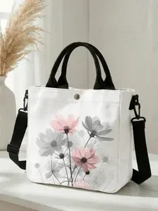 1 piece of floral pattern 2D printed fashionable crossbody bag, adjustable shoulder strap + snap closure | Students/Office workers/Shopping and going out | A street style essential that combines aesthetic appeal and practicality, Casual Crossbody Bag