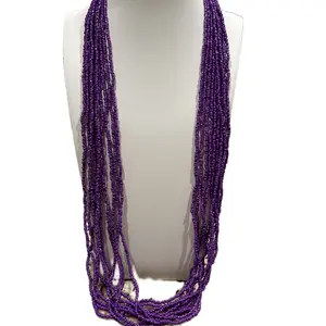 Long Purple Bead Necklace for Women - Fashion Accessory