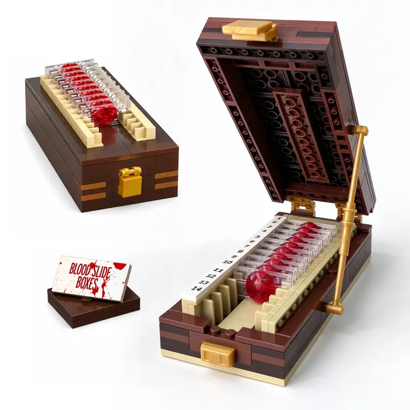 Blood Slide Box Building Set, Forensic Display Model Building Blocks, Openable Forensic Display Model with Numbered Slides, Educational Science Building Kit, Ideal DIY Christmas Birthday Party Favor Gift for Kids & Adult Collectors to Build and Showcase