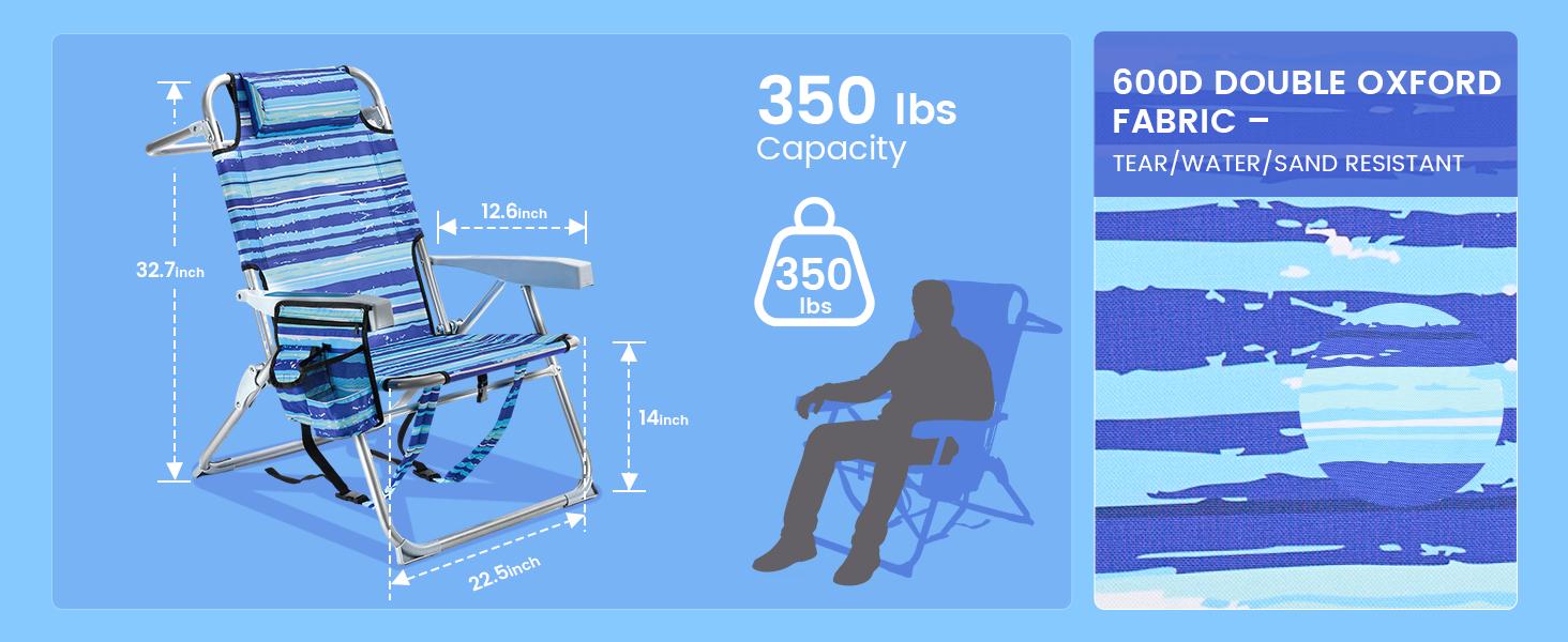 GVDV Adult Beach Folding Chair - Portable Lay-Flat, 4-Position Adjustable Recliner with Cup Holder, Towel Bars, Adjustable Strap, Space-Saving Outdoor Patio Camping Furniture
