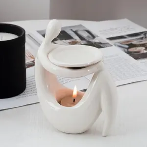 Artistic Essential Oil Burner, Wax Melt Burner,Aromatherapy Aroma Burner,Fragrance Warmer,Ceramic Oil Diffuser,Candle Tealight Holder,Artistic Ornament,Home Bedroom Decor