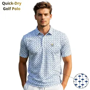 Men's Golf Polo Shirt Quick-Dry Slim-Fit Embroidered Logo Breathable Lightweight Top Gifts for Him Dad Golf Enthusiasts Menswear Clothes