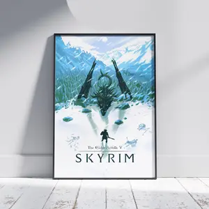 Skyrim The Elder Scrolls V Fantasy Game Print Poster, The Elder Scrolls Skyrim Video Game Posters