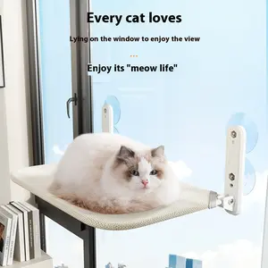 Every Cat Loves - New Double Suction Cup Folding Cat Hammock Secure Installation Comfortable Sunbathing Bed for Windows & Balconies Foldable Design for Safe Relaxation cordless with Window Bed with Suction Cup Perch