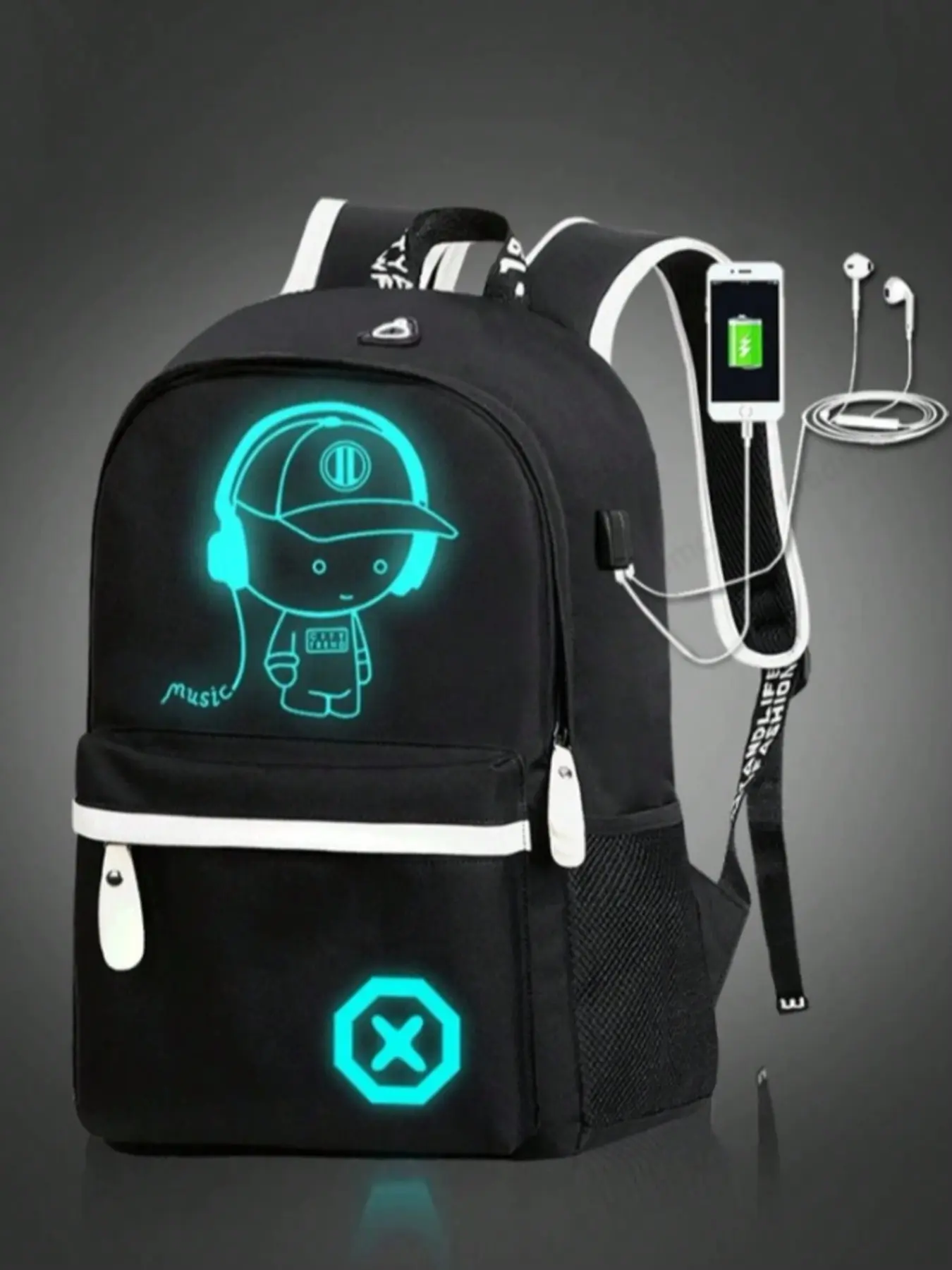 Fluorescent Pattern Backpack, Waterproof Large Capacity Bag for University & High School Students, Adjustable Straps, Cute Travel/daily Use, Cute Backpack Design