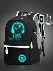Fluorescent Pattern Backpack, Waterproof Large Capacity Bag for University & High School Students, Adjustable Straps, Cute Travel/daily Use