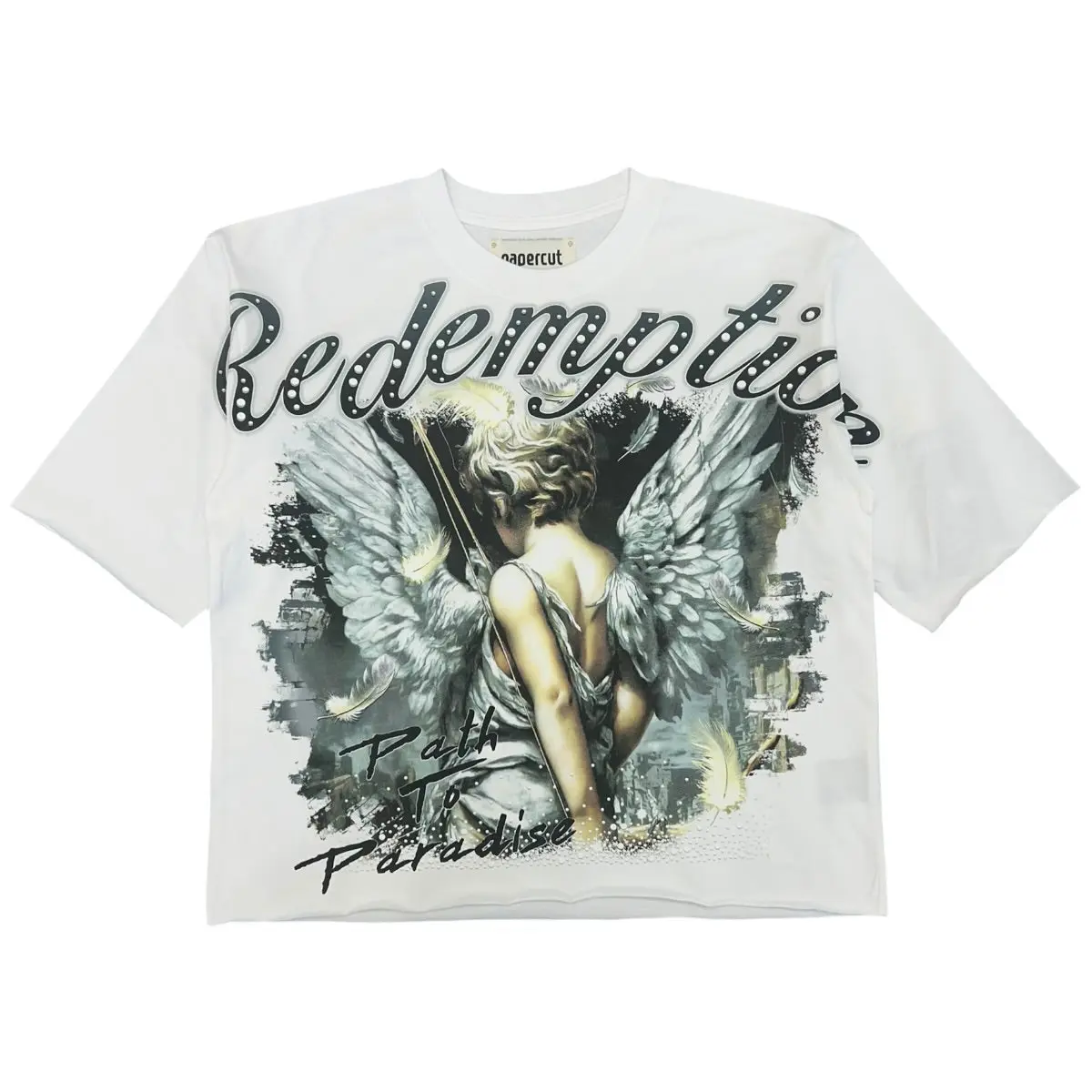 PAPERCUT | PARADISE ANGEL GRAPHIC CROPPED TEE - WHITE