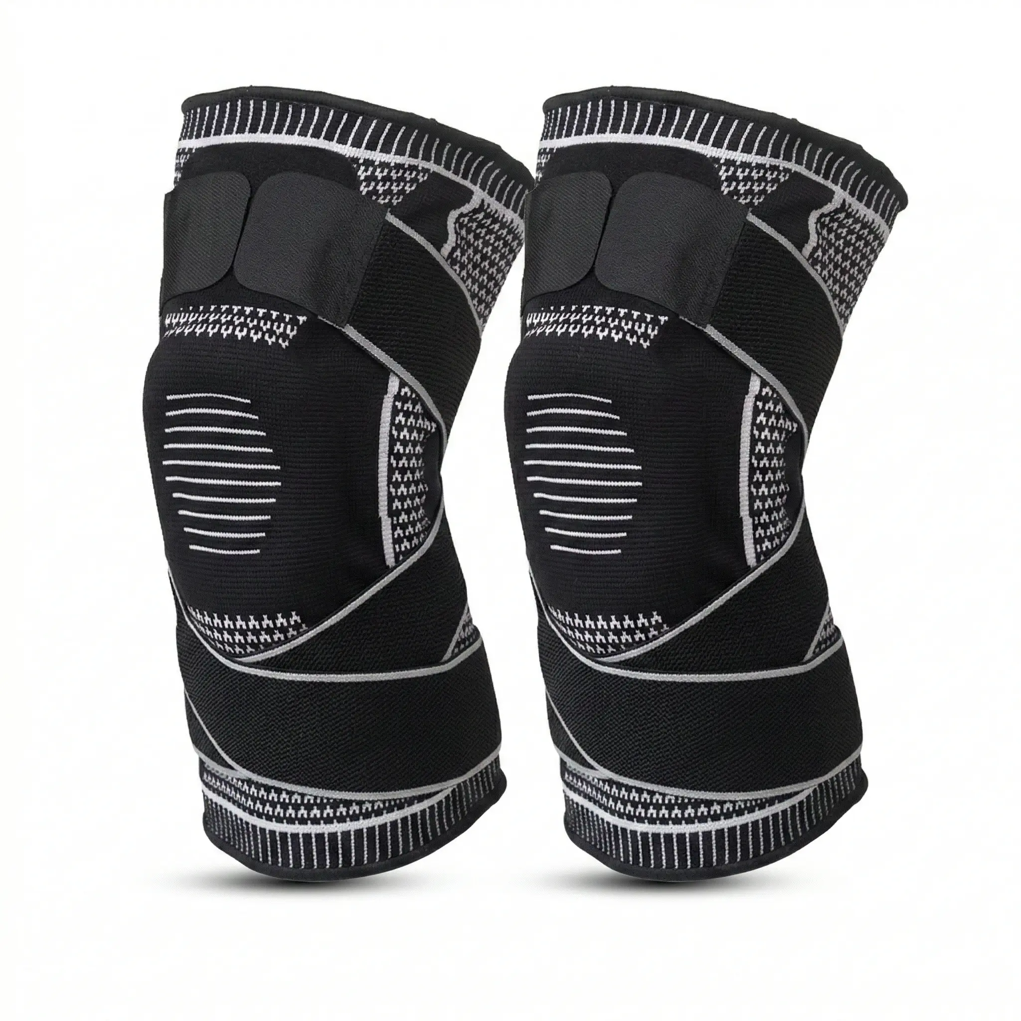 2-Pack Compression Knee Sleeves Adjustable Support for Running & Fitness