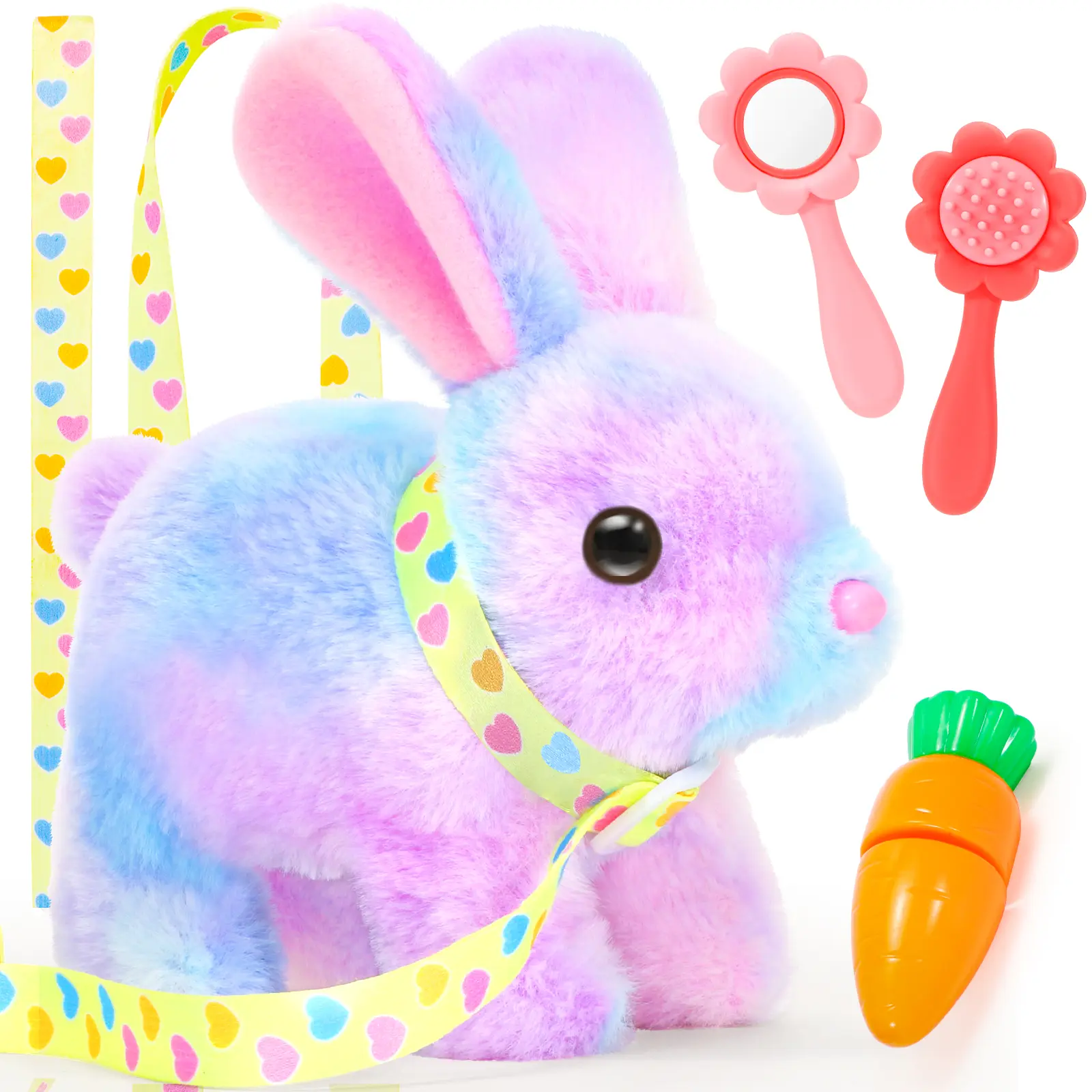 summerwins Soft Huggable Rabbit Doll - Cute Animal Design Unisex Plush Hopping Easter Toy with Sounds, Wiggling Ears, Jumping, Twitching Mouth, Twitching Nose, Birthday Gift
