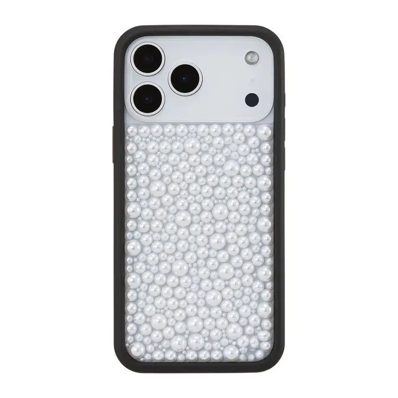 Wildflower sparkling diamond-encrusted pearl phone case suitable for iPhone 17 Pro Max