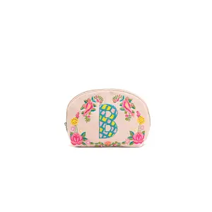 Embellished & Beaded Initial Pouch-B Initial with Floral Embroidery and Colorful Beads